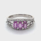 14K White Gold Diamond & Pink Sapphire Lady's Ring; 1.9DWT; Size 7