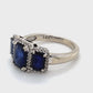 14K White Gold Diamond & Synthetic Sapphire Lady's Ring; 3.3DWT; Size 7