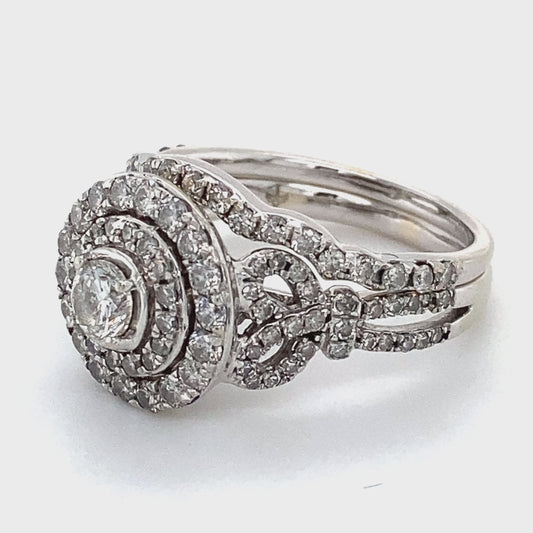 14K White Gold Diamond Lady's Fashion Ring; 4.3DWT; Size 6.5