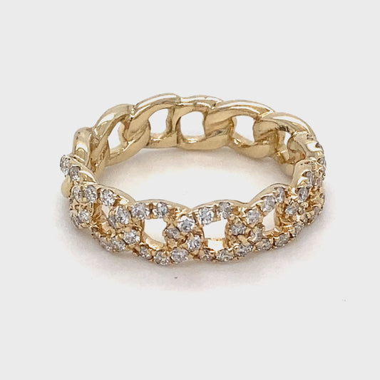 14K Yellow Gold Links & Diamonds Ring; 2.3DWT; 0.400CTW; Size 5