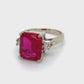 14K White Gold Ruby and Diamond Ring; 0.15CTW; Size 8; 6.1g