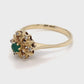 14K Yellow Gold Emerald & Diamonds Ring; .10 & .06CTW; Size 7