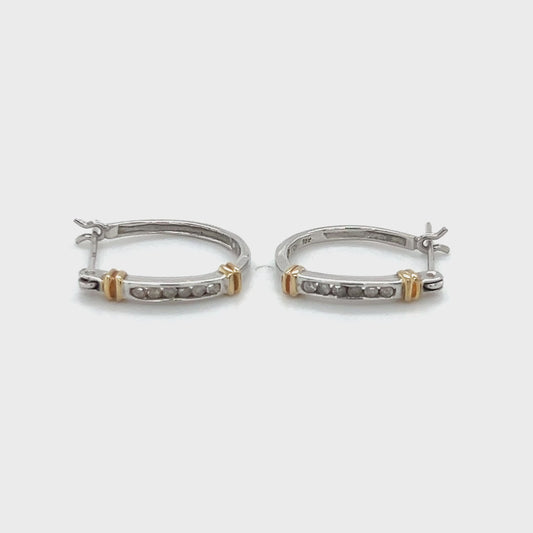 10K Two-Tone Gold Diamond Earrings; 0.12CTW; 2g
