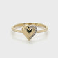 10K Yellow Gold Diamond Lady's Heart Ring; Size 7