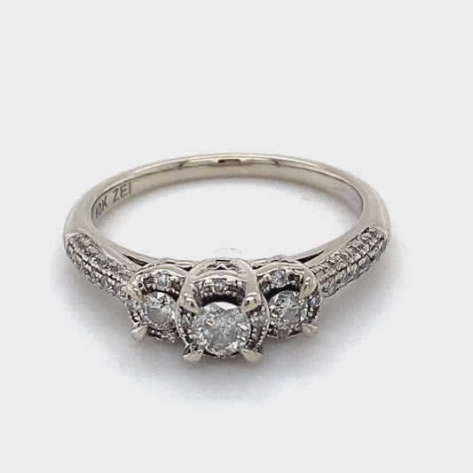 10K White Gold Diamond Fashion Ring; 1.6DWT: Size 6.75
