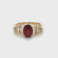 14K Yellow Gold Diamond & Stone Accent Ring; Size 5.25