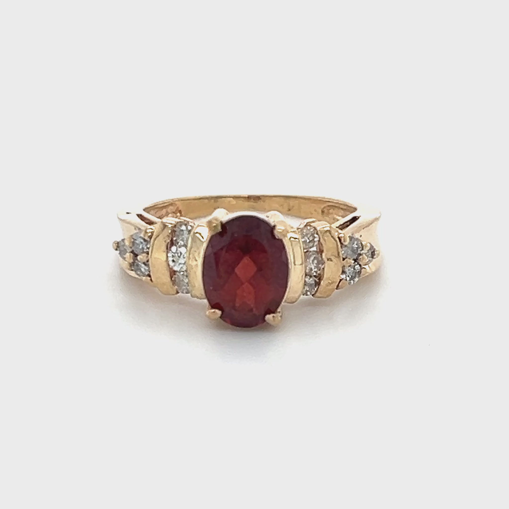 14K Yellow Gold Diamond & Stone Accent Ring; Size 5.25