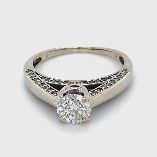 14K White Gold Diamond Lady's Solitaire Ring; 2.5DWT; Size 8