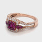 14K Rose Gold Synthetic Ruby & Diamond Ring; 2.6DWT; Size 7.5