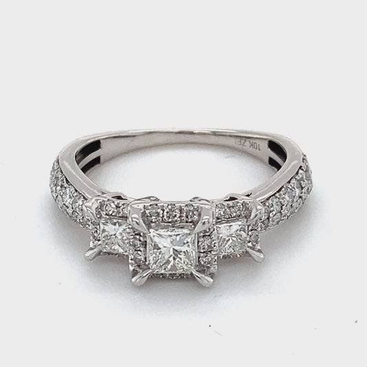 10K White Gold Diamond Lady's Fashion Ring; 1.8DWT; Size 6