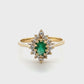 14K Yellow Gold Diamond & Emerald Lady's Ring; 1.7DWT; Size 6