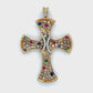 18K Yellow Gold Diamond Ruby & Sapphire Cross Pendant; 1.0 CTW; 12.3 g