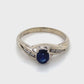14K White Gold Diamond & Sapphire Ring; 1.4DWT; Size 5.5