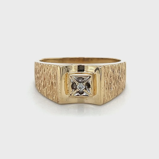 10K Yellow Gold Diamond Gentleman's Fashion Ring; 0.01CTW; 5.9g; Size 11.5