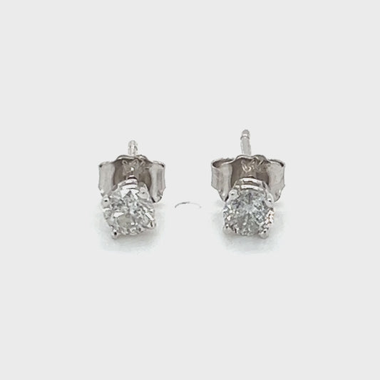 14K White Gold Diamond Stud Earrings; 0.30CTW; 0.5g