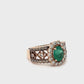 14K Rose Gold Ring w/ Emerald + 42x Halo Diamonds; 0.68CTW; Size 9