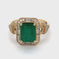 14K Yellow Gold Emerald & Diamond Ring; 0.34CTW; Size: 8