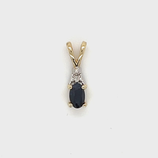 10K Yellow Gold Sapphire Pendant; 0.5g