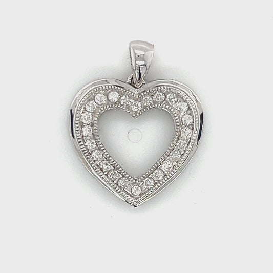 10K White Gold Diamond Heart Pendant; 0.2CTW; 2g