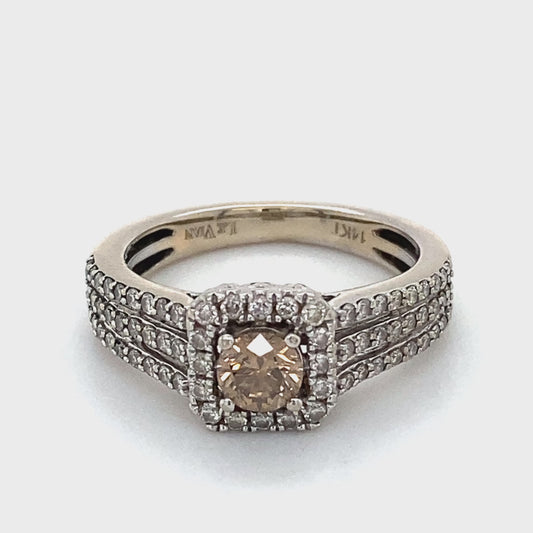 14K White Gold Diamond Lady's Ring; 2.0DWT; Size 5