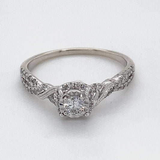 10K White Gold Diamond Ring; 0.55CTW; Size 8.75; 2.3g