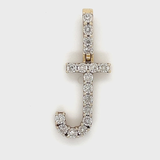 10K Yellow Gold Diamond "J" Pendant; 0.10CTW; 1.8g;