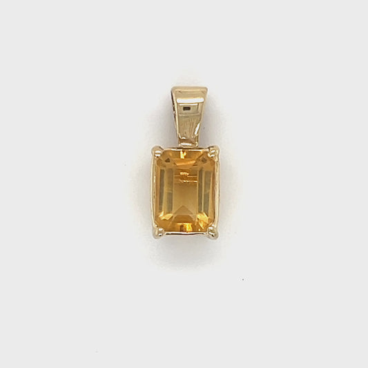 14K Yellow Gold Citrine Pendant Video