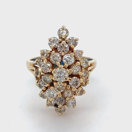 14K Yellow Gold Diamond Fashion Ring; 5.0DWT: Size 7