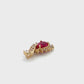 14K Yellow Gold Diamond Ruby Teardrop Pendant; 0.20CTW; 1.6g