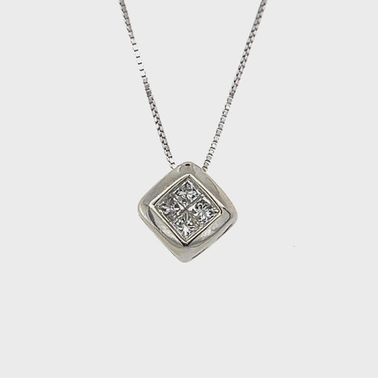 14K White Gold Diamond 18" Necklace; 0.20CTW; 1.3DWT