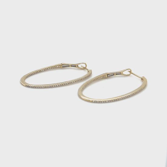 14K Yellow Gold Moissanite Hoop Earrings