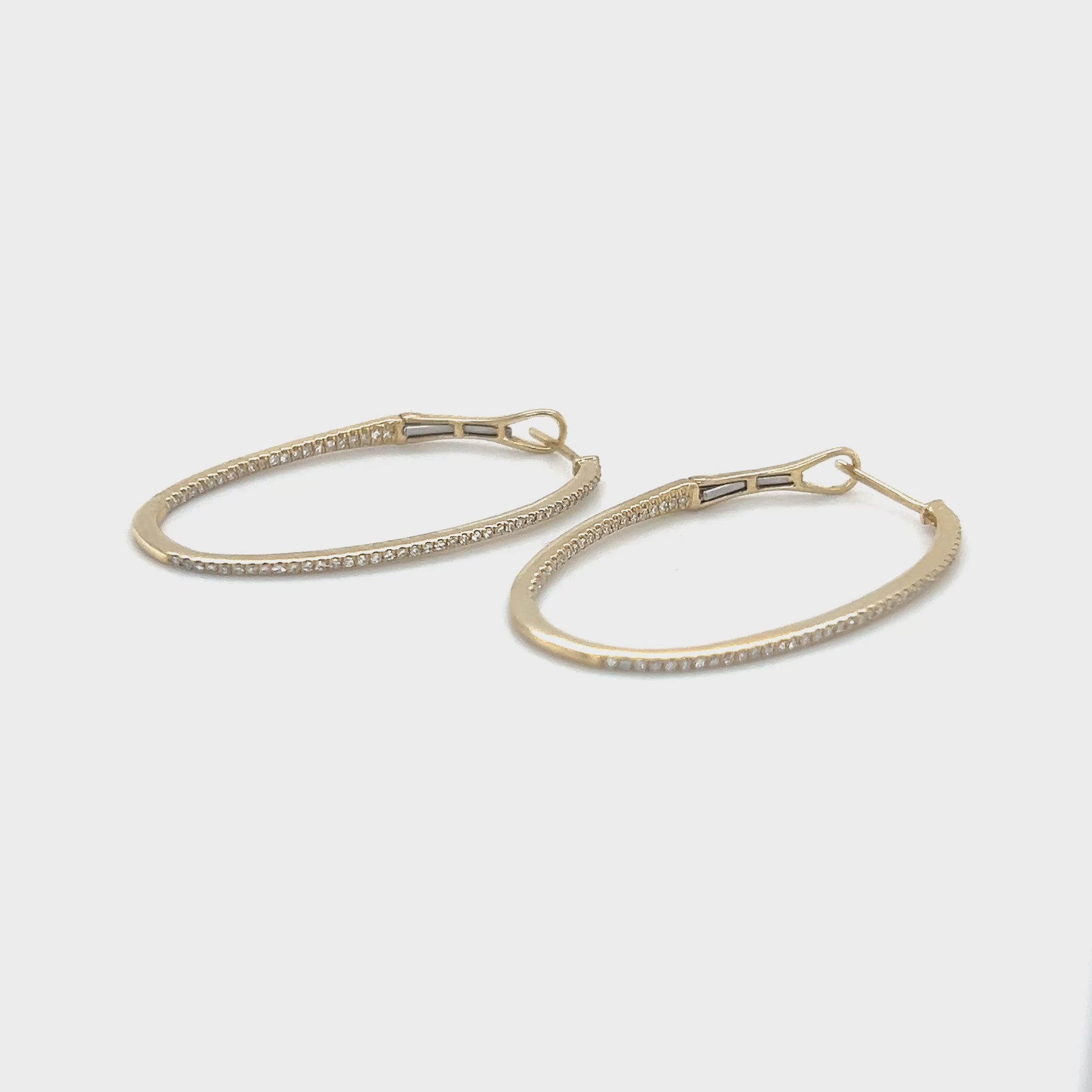 14K Yellow Gold Moissanite Hoop Earrings