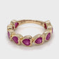 14K Yellow Gold Synthetic Ruby Hearts Ring; 2.6DWT; Size 6.5