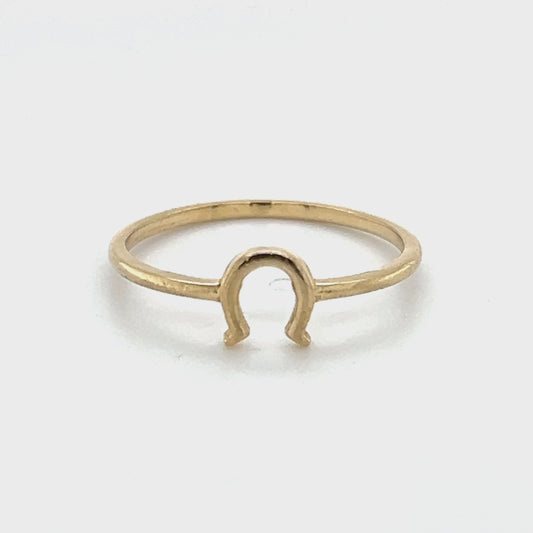 14K Yellow Gold Horseshoe Lady's Fashion Ring; 0.7DWT; Size 7