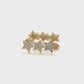 14K Two-Tone Gold 3 Star Stud Earrings; 2.3g