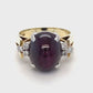 14K Yellow Gold Star Ruby & Diamond Ring; 4.3DWT; Size 6