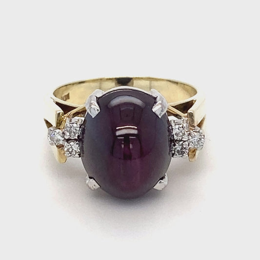 14K Yellow Gold Star Ruby & Diamond Ring; 4.3DWT; Size 6