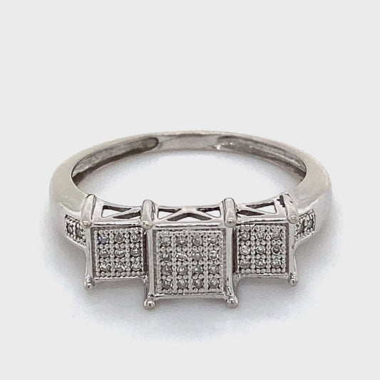 10K White Gold Diamond Lady's Fashion Ring; 1.7DWT: Size 8