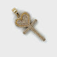 10K Yellow Gold Diamond Heart Cross Pendant; 2.0 CTW; 12.8g