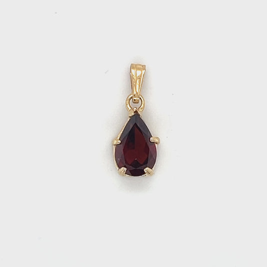 14K Yellow Gold Garnet Pendant; 1.0g
