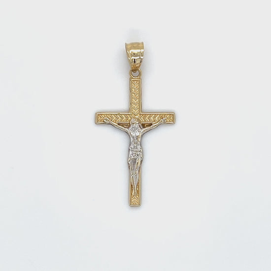 10K Two-Tone Gold Jesus on a Cross Pendant Video