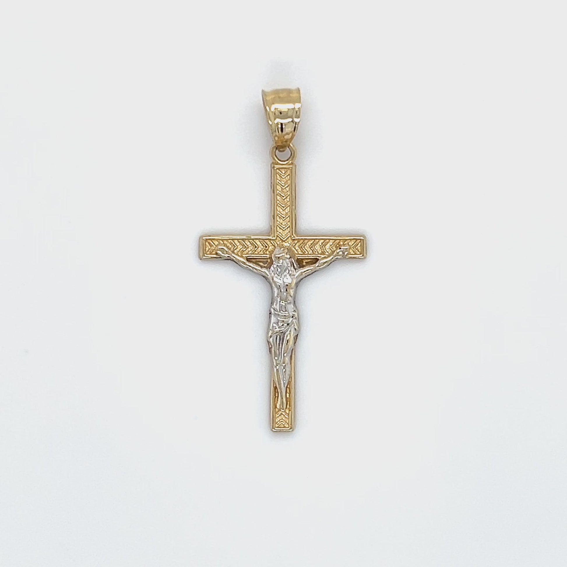 10K Two-Tone Gold Jesus on a Cross Pendant Video
