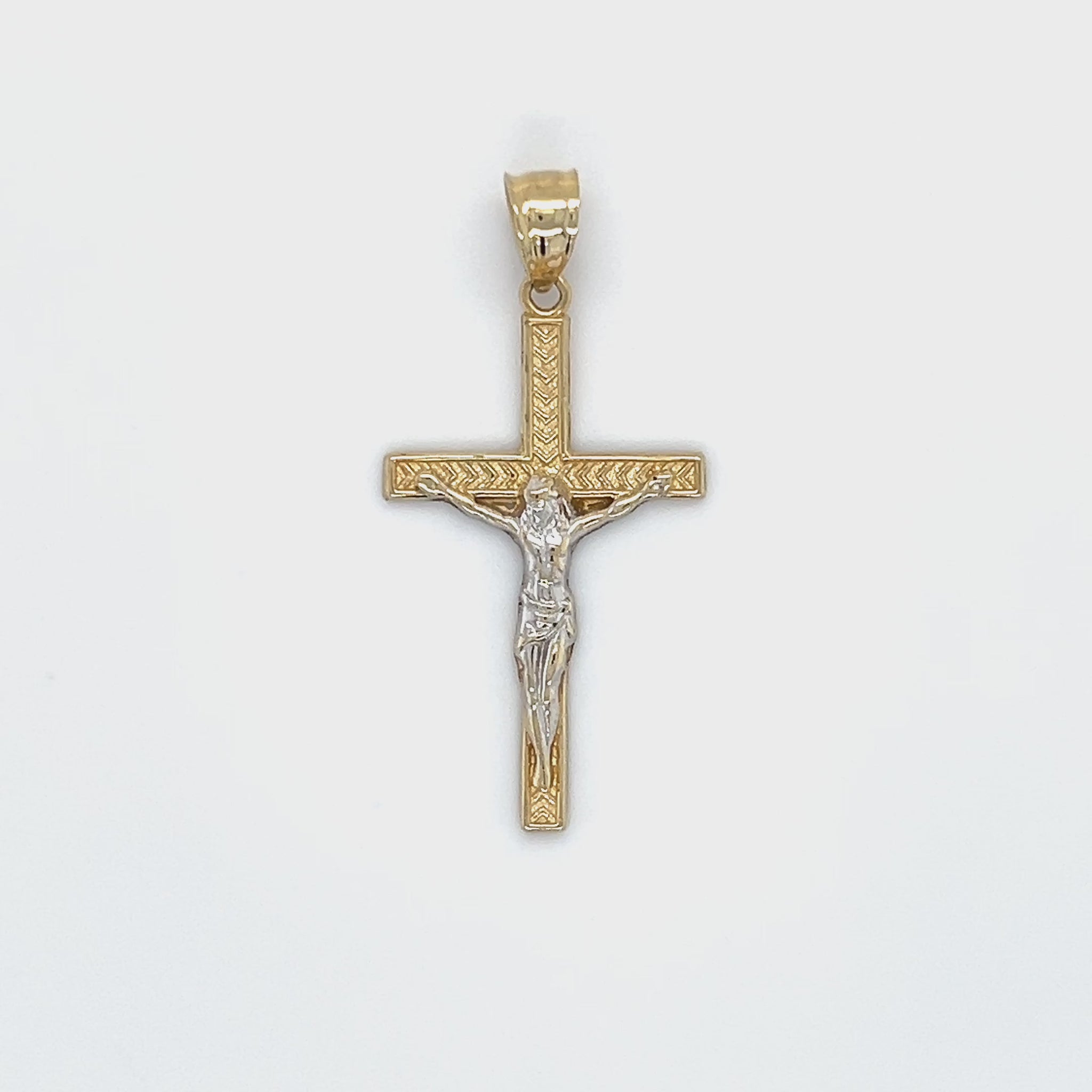10K Two-Tone Gold Jesus on a Cross Pendant Video