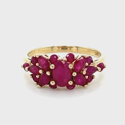 10K Yellow Gold Synthetic Ruby Lady's Ring; 2.3g; Size 7