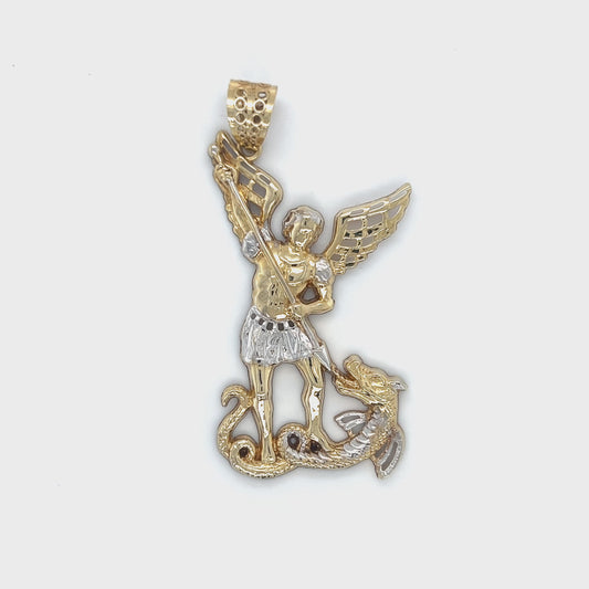 10K Two-Tone Gold St. Michael Pendant; 3.6DWT; 5.5g