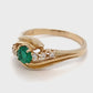 14K Yellow Gold Emerald & Diamonds Ring;  2.7DWT; 0.99 & 0.06CTW; Size 9.5
