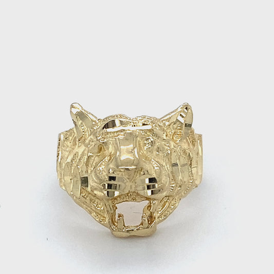 14K Yellow Gold Gentleman's Tiger Ring; 3.3DWT; Size 7.5