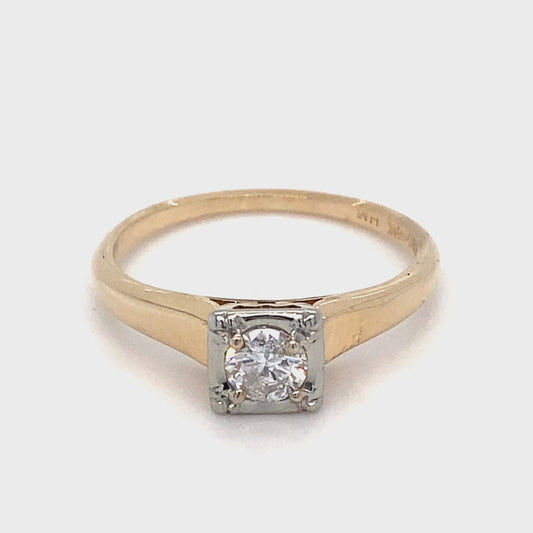 14K Yellow Gold Lady's Diamond Solitaire Ring; 1.1DWT; 1.7g; Size 6.5