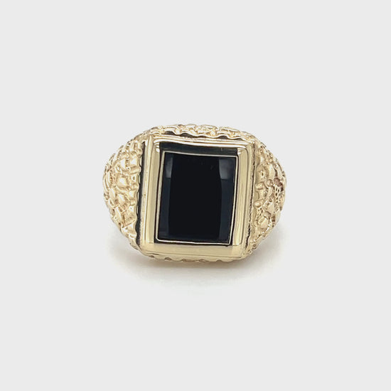 10K Yellow Gold Onyx Gentleman's Ring; Size 10.5 Video
