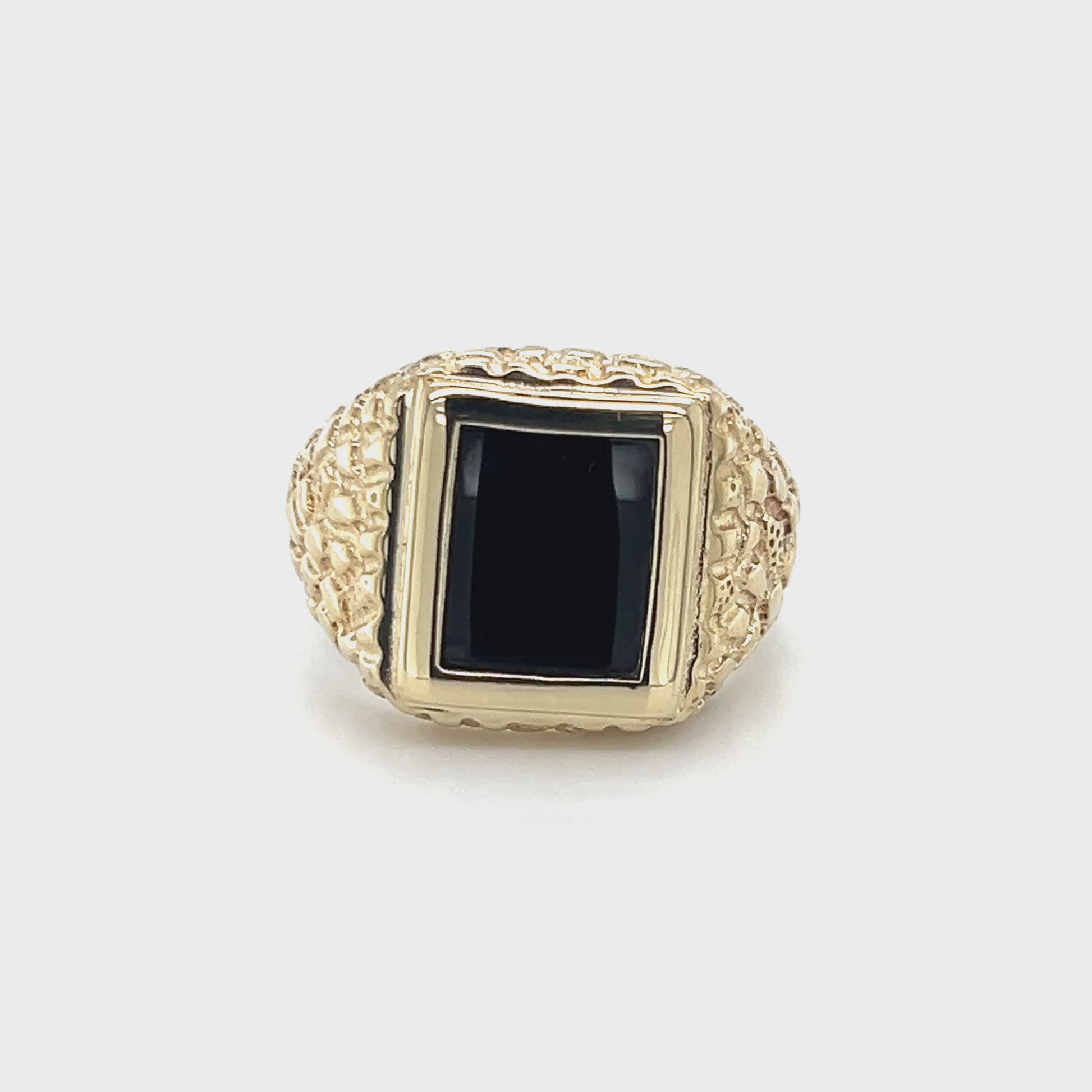 10K Yellow Gold Onyx Gentleman's Ring; Size 10.5 Video